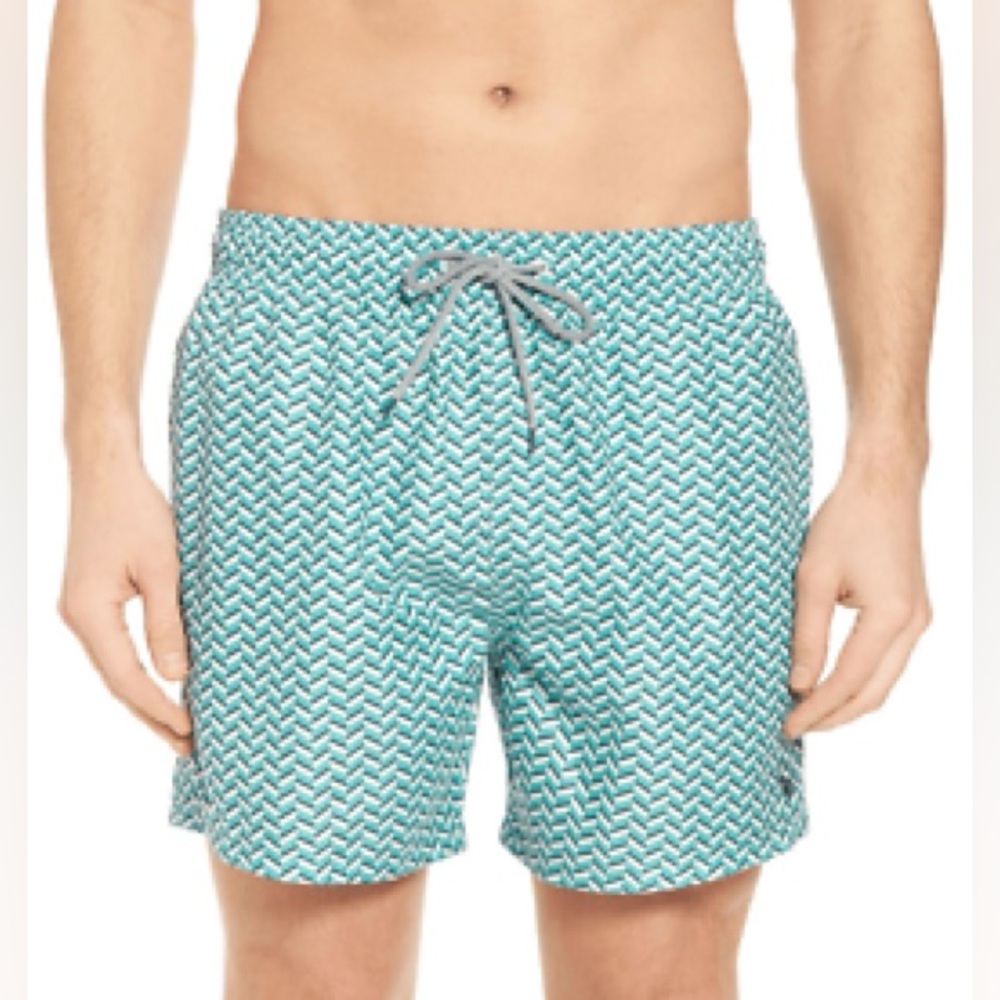 Ted Baker London Caven Geo Print Swim Trunks